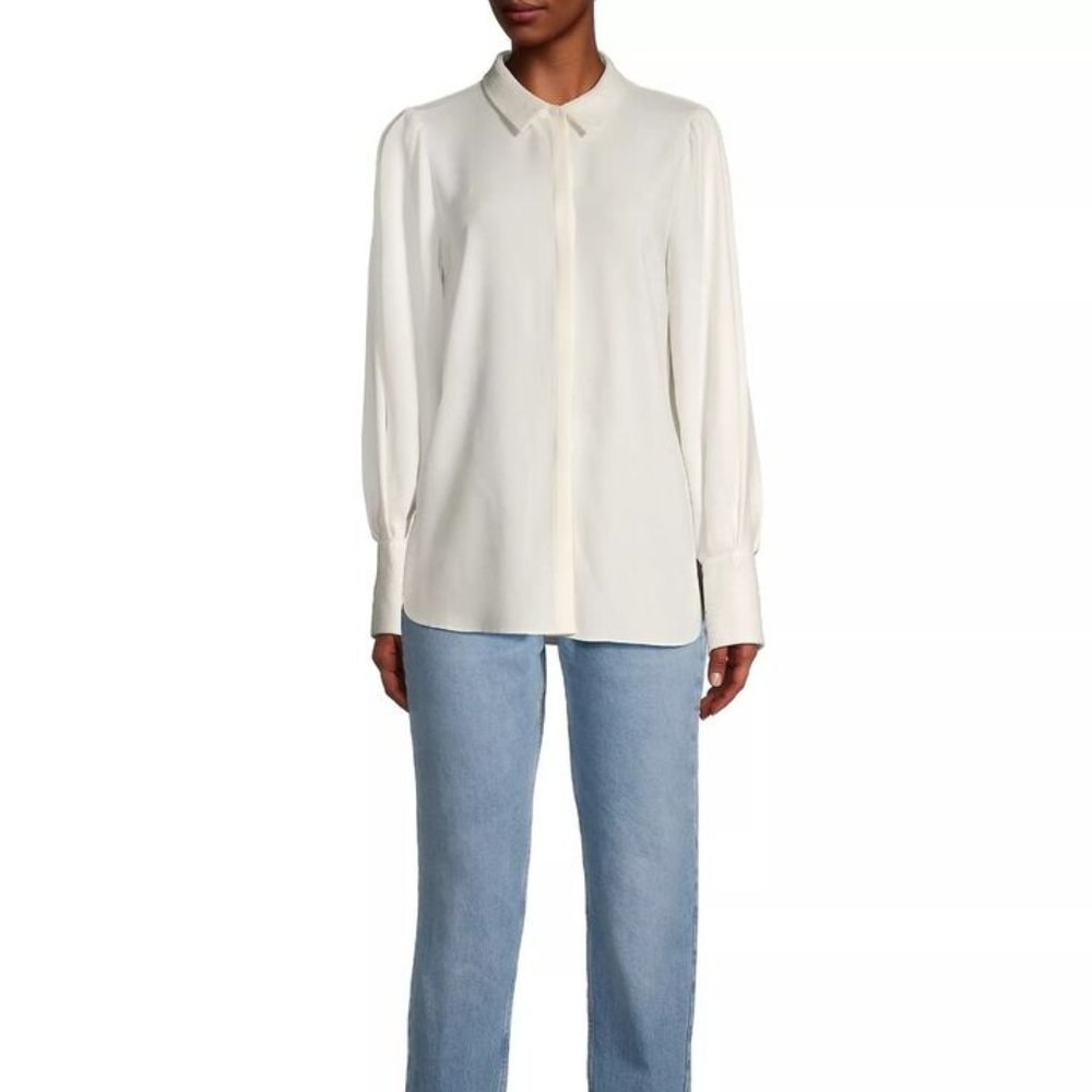 Kobi Halperin Cream Long-Sleeve Silk Blouse